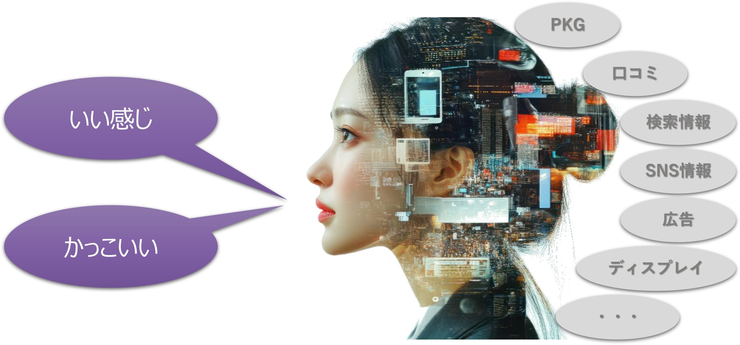 図 頭の中のイメージと発せられる「いい感じ」と「かっこいい」